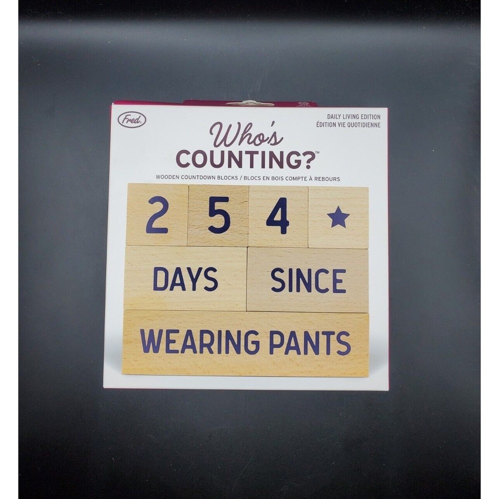 New In Box Who's Counting Wooden Countdown Blocks By FRED Daily Living Edition